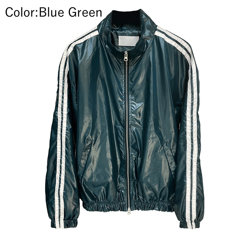 glossy track windbreaker