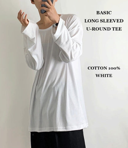 loose peach U-neck Tee