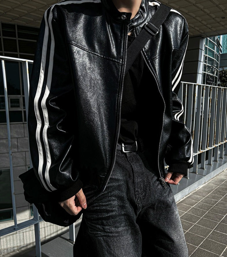 two-way biker leather jacket