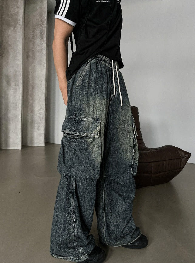 Summer Cool Cargo Banding Denim Pants