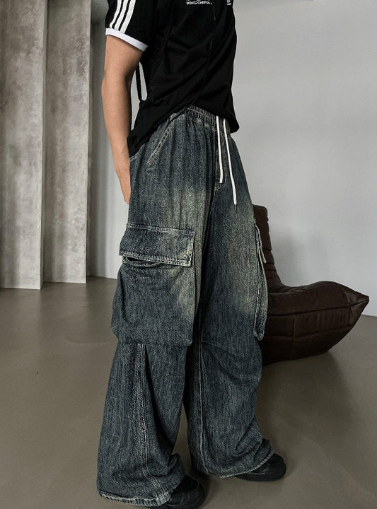 Summer Cool Cargo Banding Denim Pants