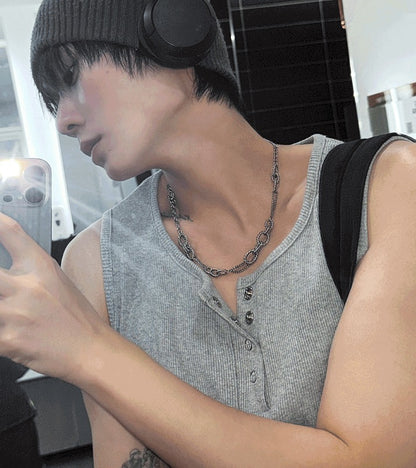 Double Layered Necklace [ Silver ]