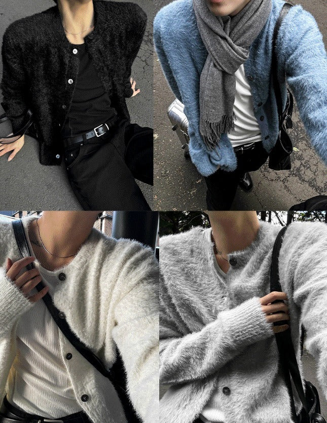 24FW New Thick Angora Semi-Oversized Cardigan