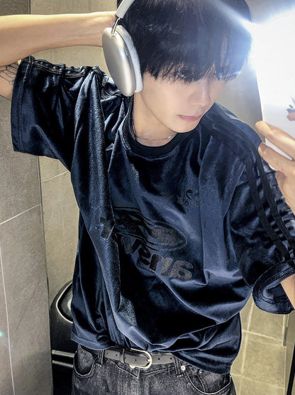 Ferrendy Velvet Track Round Short Sleeve Tee