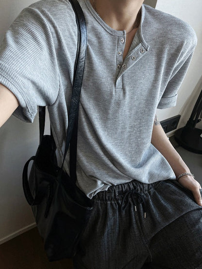 Rashcan Waffle Henley Neck Short Sleeve