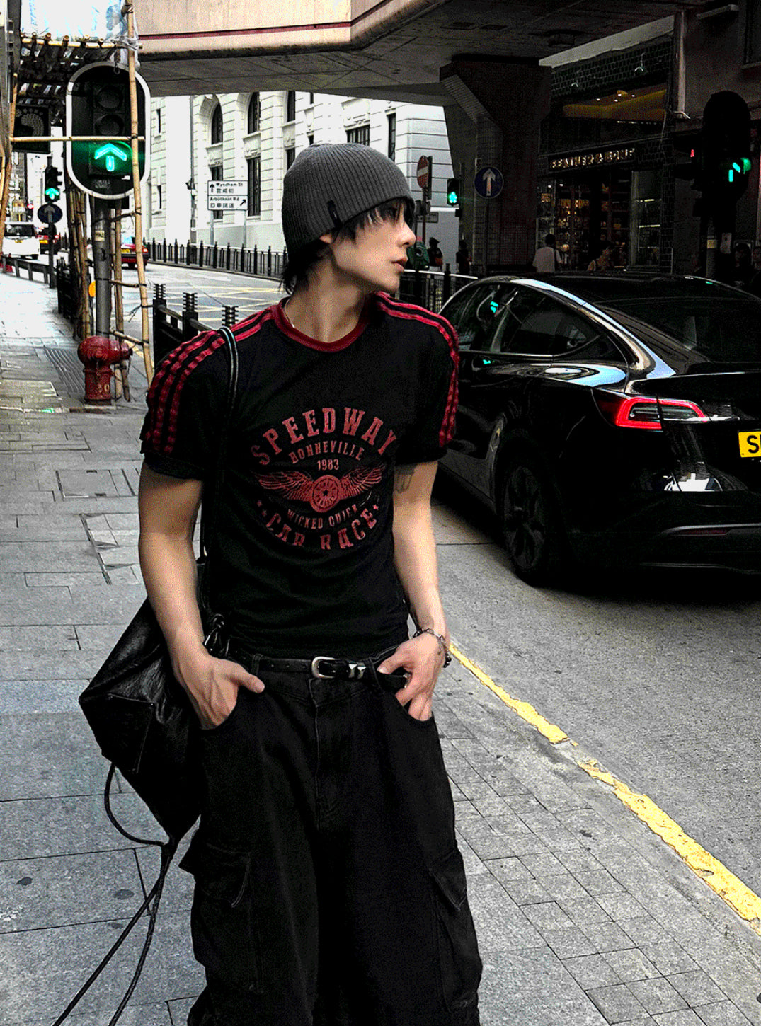 Printing Ringer Track Short Sleeve T-shirt