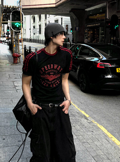 Printing Ringer Track Short Sleeve T-shirt
