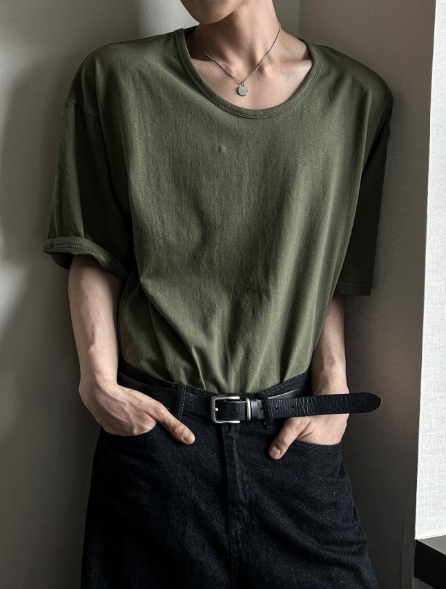 shaping round semi-wige short-sleeved T-shirt