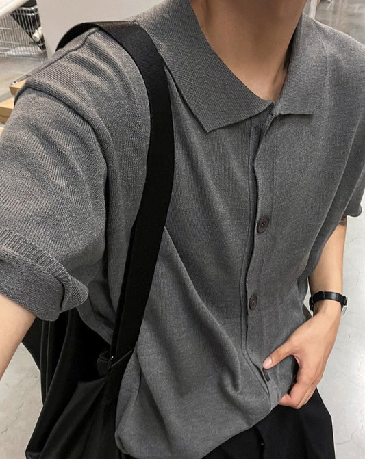 Cardigan-Style Short Sleeve Knit