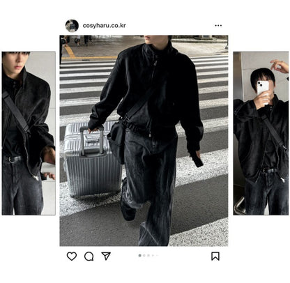 Deep Black Smoke Wide Denim Pants