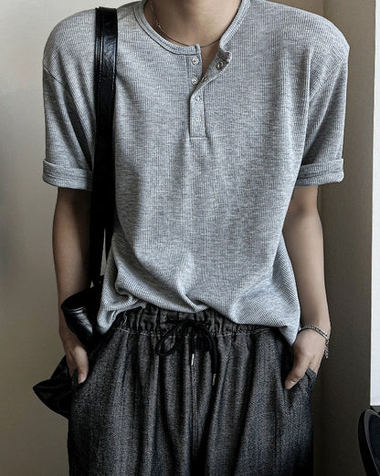Rashcan Waffle Henley Neck Short Sleeve