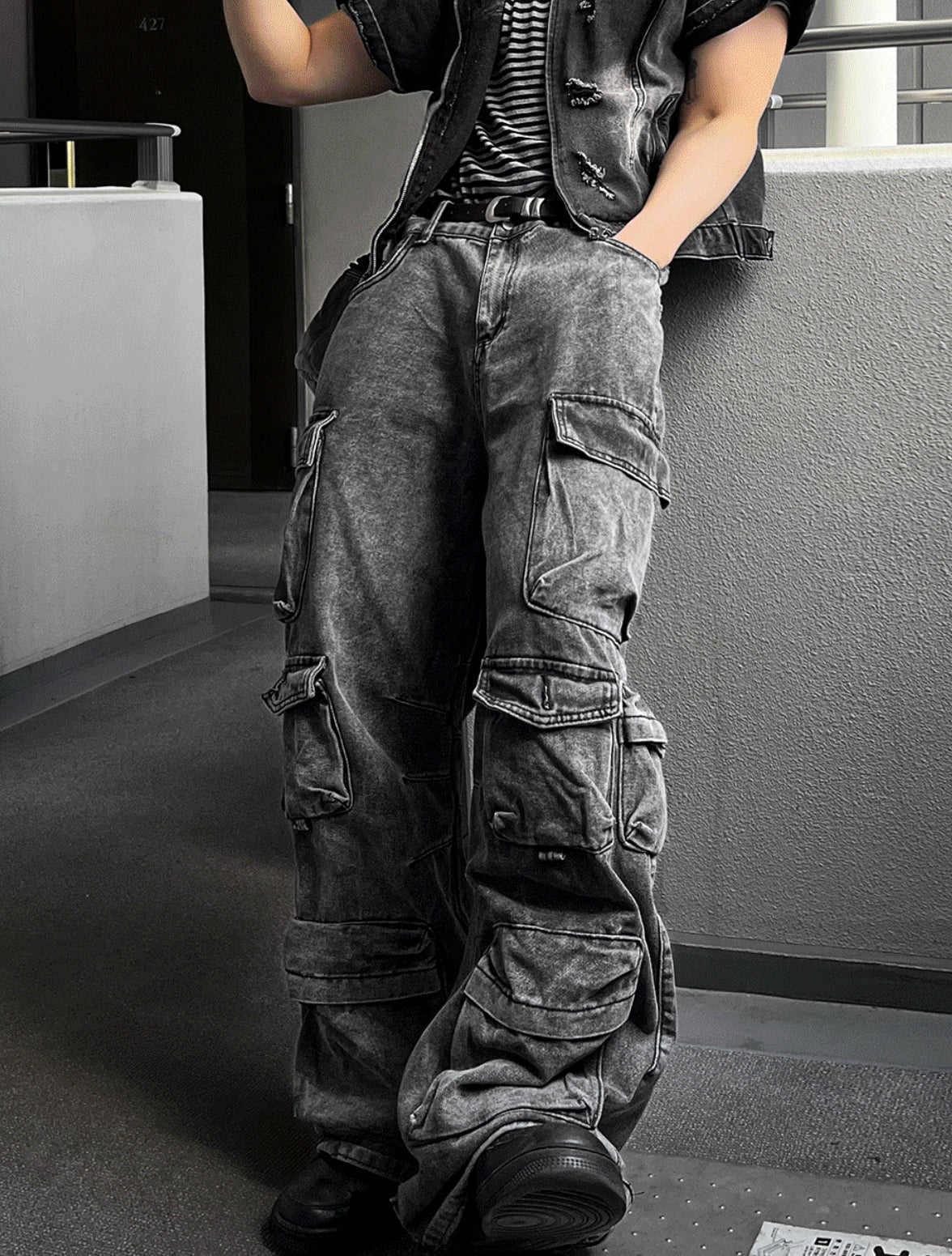 Featherlight Longline Cargo Carpenter Wide Denim