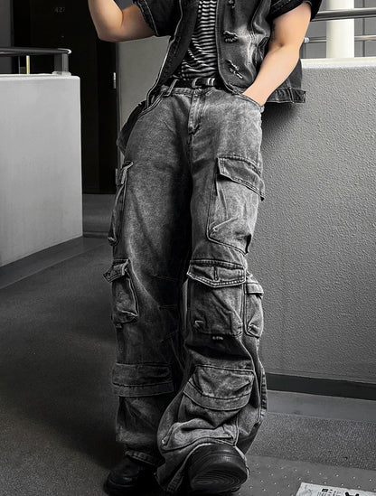 Featherlight Longline Cargo Carpenter Wide Denim