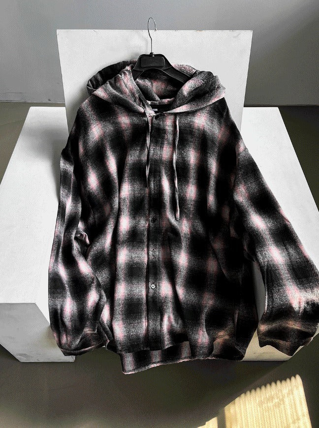 shea hooded checkered shirt