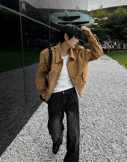 Rect Epaulet Suede Jacket - 2 Types
