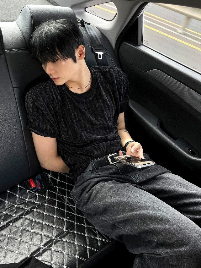 Cool Washing Pintuck Linen Denim Pants