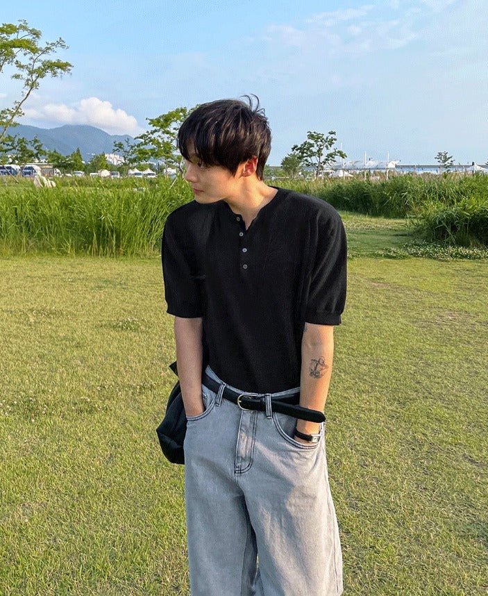 Cooling Linen Henley Short Sleeve