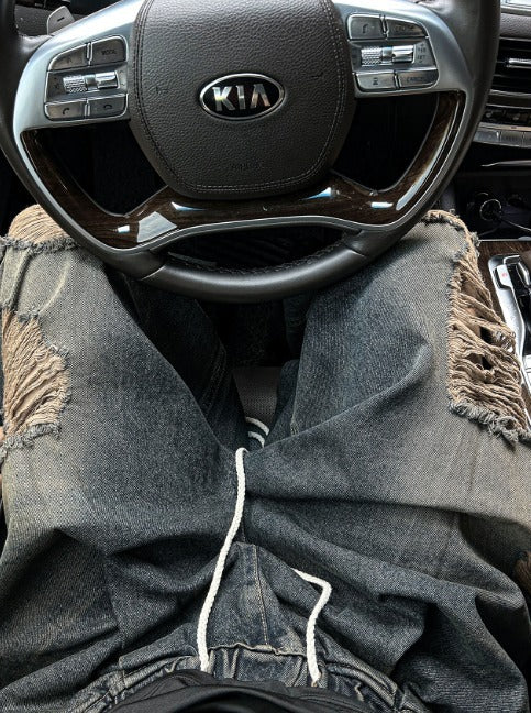 vintage ballon demage denim pants