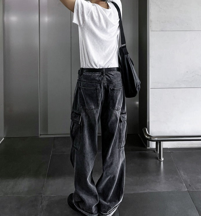 New Jeans Wide Cargo Pocket Denim Pants