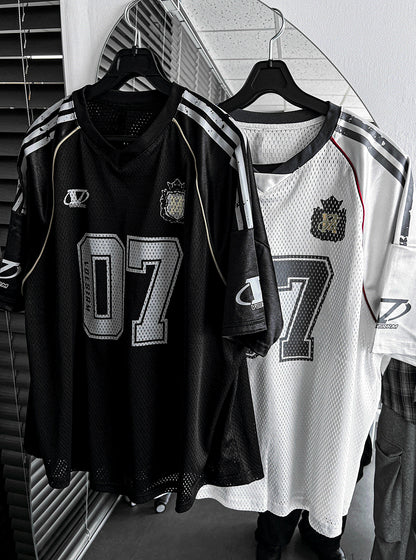Matte Black & Silver White Track Short-Sleeve Tee