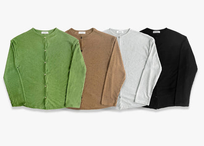 Linen Round Neck Knit Cardigan