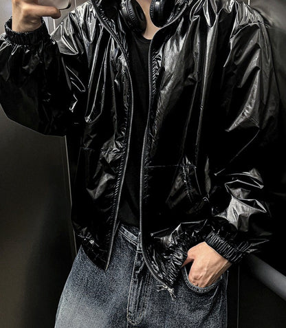 lochammu two-way glossy windbreaker jacket