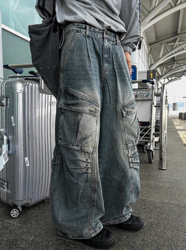 Rivet Cargo Denim Pants