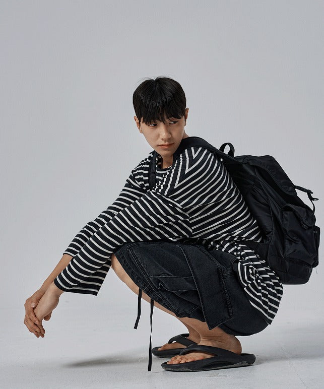 Shallow Stripe Oversized Long Sleeve Tee