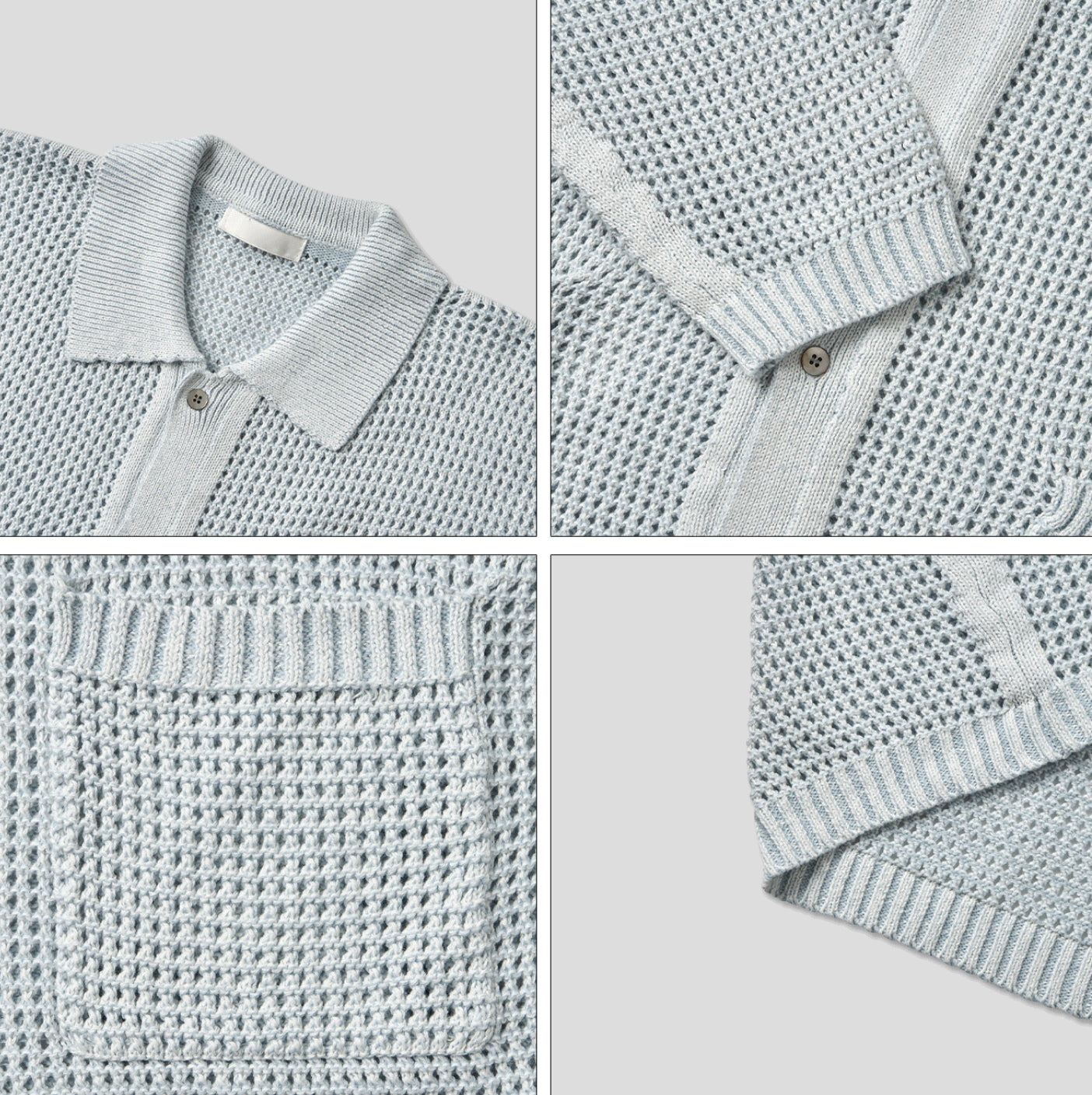 Linen Waffle Two-Tone Knit Cardigan