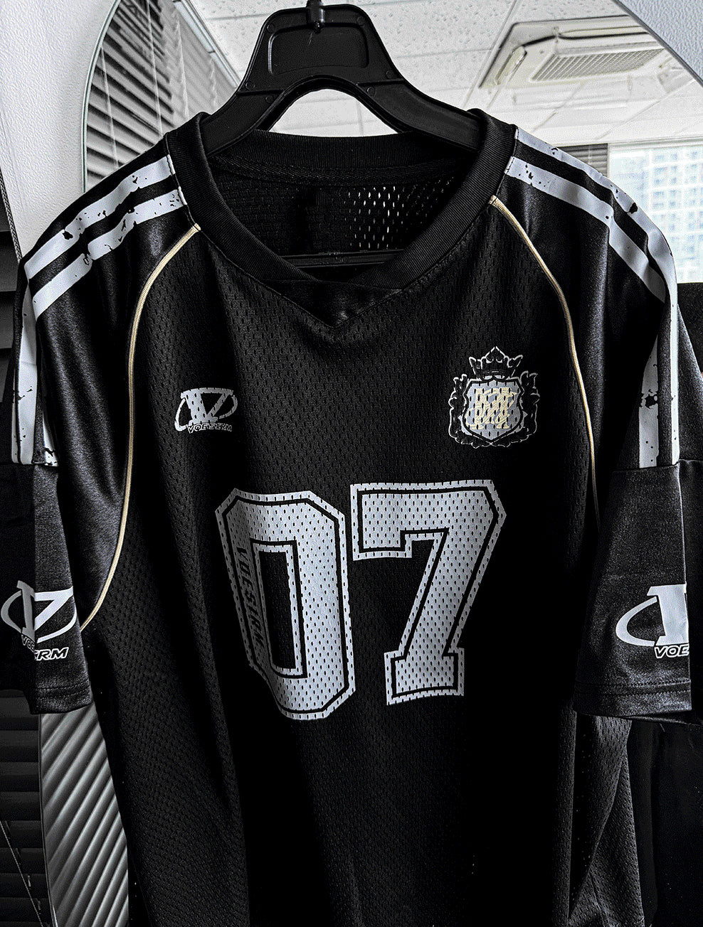 Matte Black & Silver White Track Short-Sleeve Tee