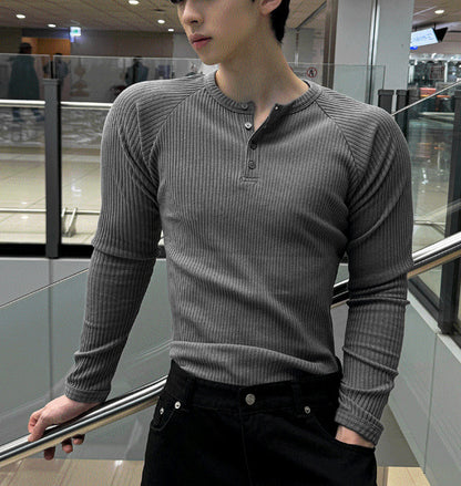 muscle-fit raglan ribbed knitwear