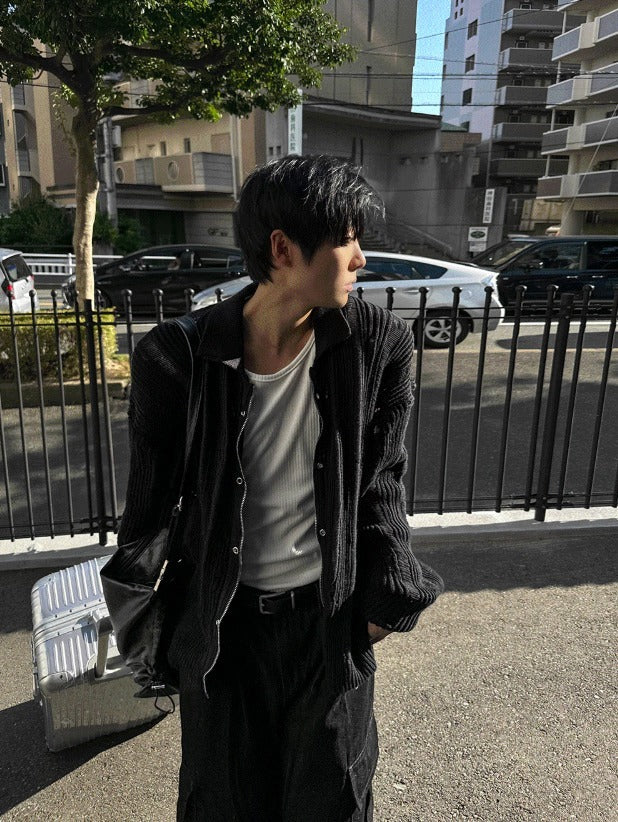 Mohair High Neck Cardigan