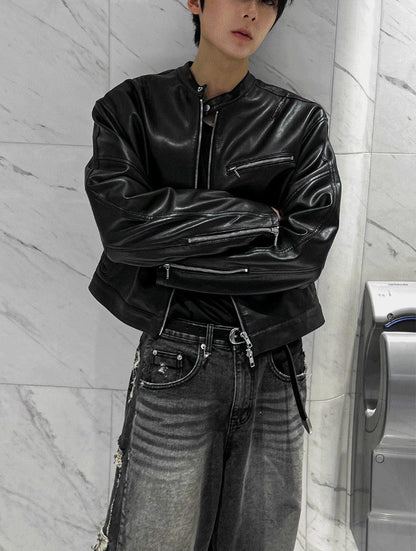 Premium Crop Leather Jacket