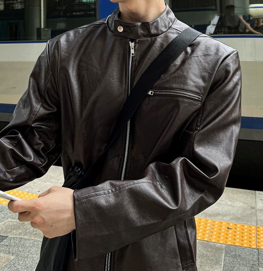 Concrete Crack Leather Jacket