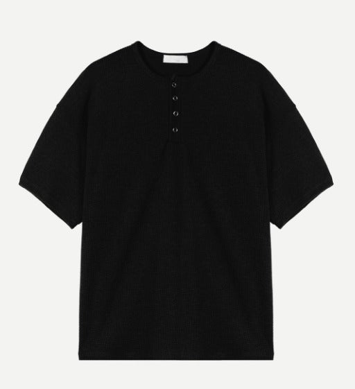 Rashkan Waffle Henley Neck Short Sleeve