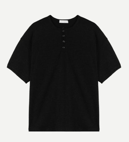 Rashkan Waffle Henley Neck Short Sleeve
